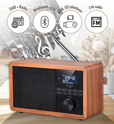 Trådløs radio med DAB+, Bluetooth & Alarm