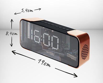Radio i kobber farve med Vækkeur med Bluetooth og FM Radio