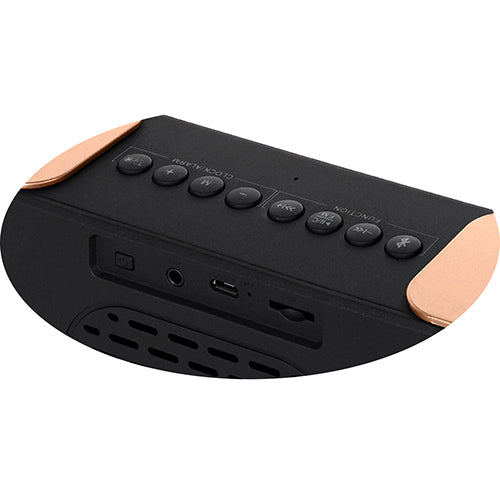 Kopparfärgad radio med väckarklocka, Bluetooth och FM-radio