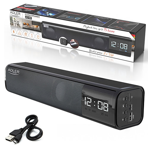 Multifunktionell Bluetooth-soundbar med klocka och alarm