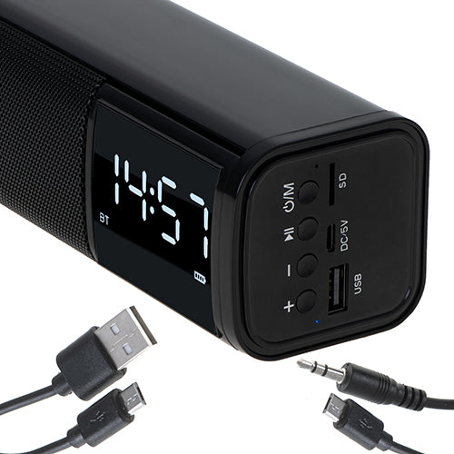 Multifunktionell Bluetooth-soundbar med klocka och alarm
