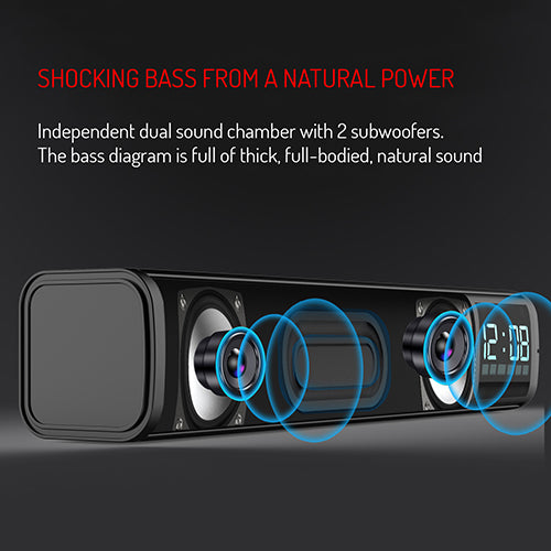 Multifunktionell Bluetooth-soundbar med klocka och alarm