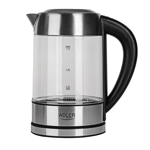 Elkedel 1,7 L i glas, temperaturstyret, med LCD og LED-lys