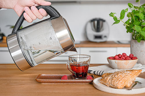 Vattenkokare 1,7 L i glas, temperaturstyrd, med LCD och LED-belysning