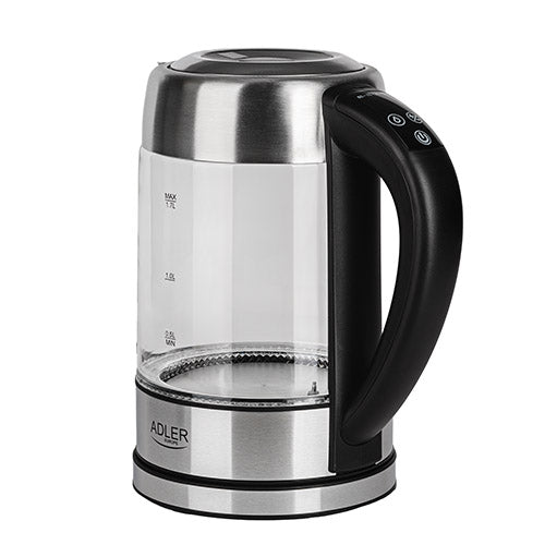 Vattenkokare 1,7 L i glas, temperaturstyrd, med LCD och LED-belysning