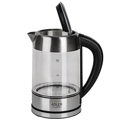 Vattenkokare 1,7 L i glas, temperaturstyrd, med LCD och LED-belysning