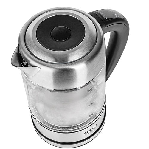 Vattenkokare 1,7 L i glas, temperaturstyrd, med LCD och LED-belysning