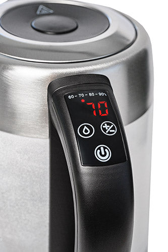 Vattenkokare 1,7 L i glas, temperaturstyrd, med LCD och LED-belysning