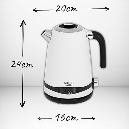 Snygg vattenkokare i rostfritt stål med LCD-skärm och temperaturkontroll – 1,7 L