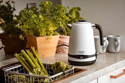 Snygg vattenkokare i rostfritt stål med LCD-skärm och temperaturkontroll – 1,7 L