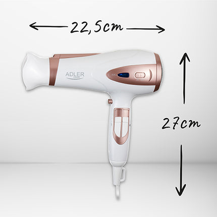 Hårtørrer med Ionfunktion og diffuser – 2200W, Hvid