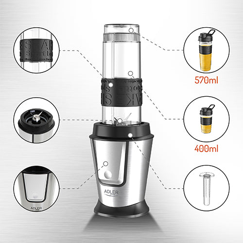 Blender med 2 sportsflasker