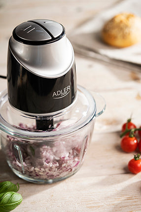 Køkkenhakker med Glasbeholder & 4 Rustfri Stålblade – 1,2L