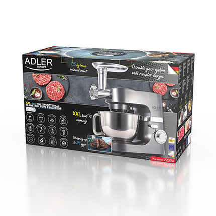 Adler matberedare 4-i-1 - 2200W med köttkvarn och 7L skål