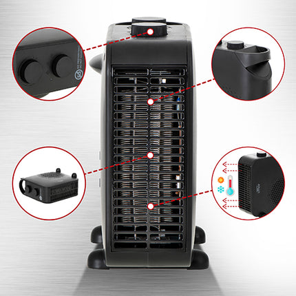 Sort Varmeblæser med Dobbelt Funktion