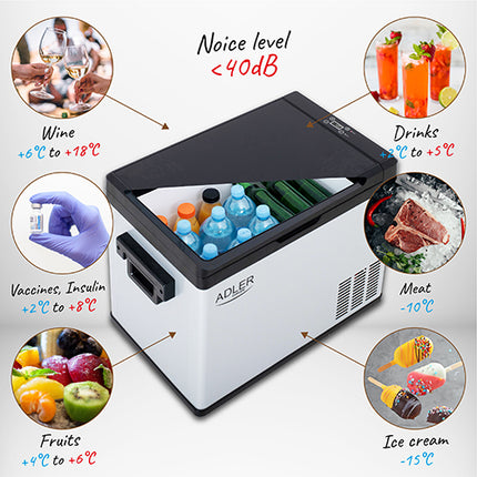 40 liters portabelt kylskåp med kompressor – Kapacitet för kylning och frysning