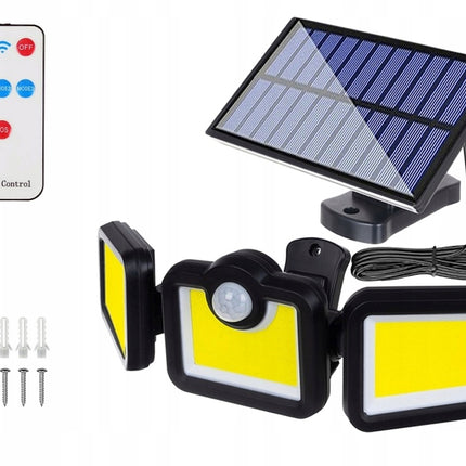 Solcellelampe med bevægelsessensor – 171 LED & fjernbetjening – 3-i-1 funktion