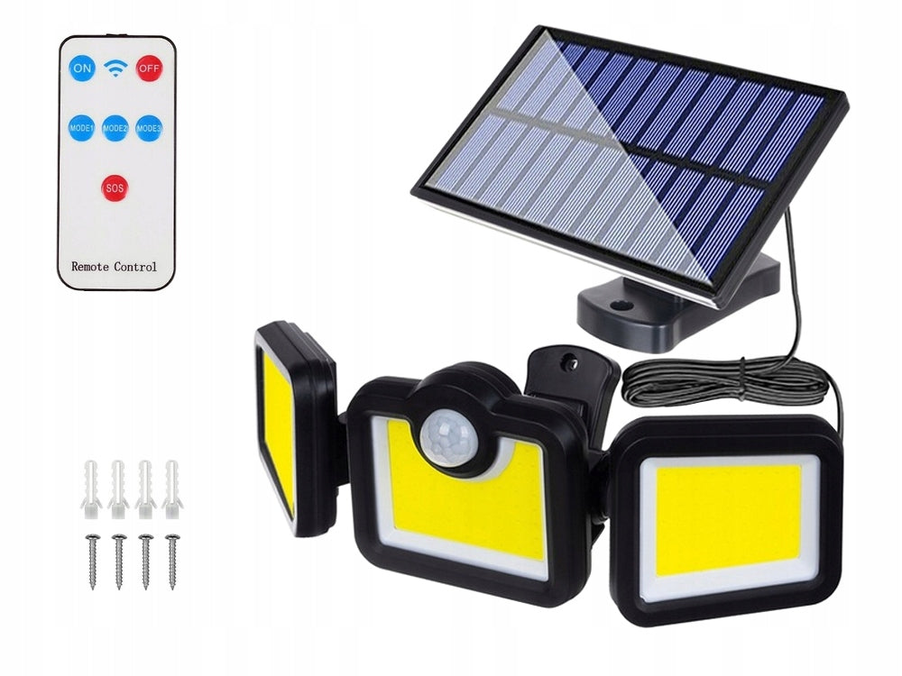Solcellslampa med rörelsesensor – 171 lysdioder och fjärrkontroll – 3-i-1-funktion