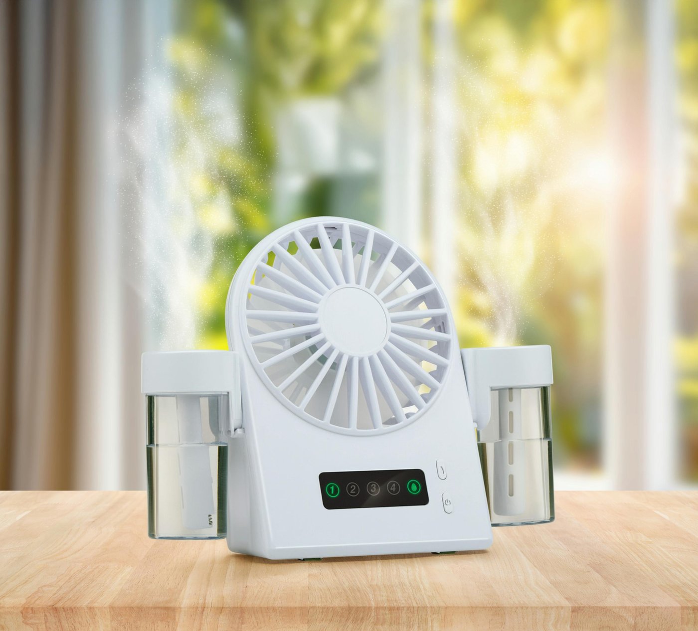 Bordventilator med Mist & USB Genopladelig – Kompakt Mini Ventilator til Skrivebord og Rejse