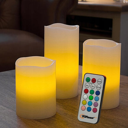 LED-ljus med fjärrkontroll, kan Ljus i 12 färger - Set med 3 st.