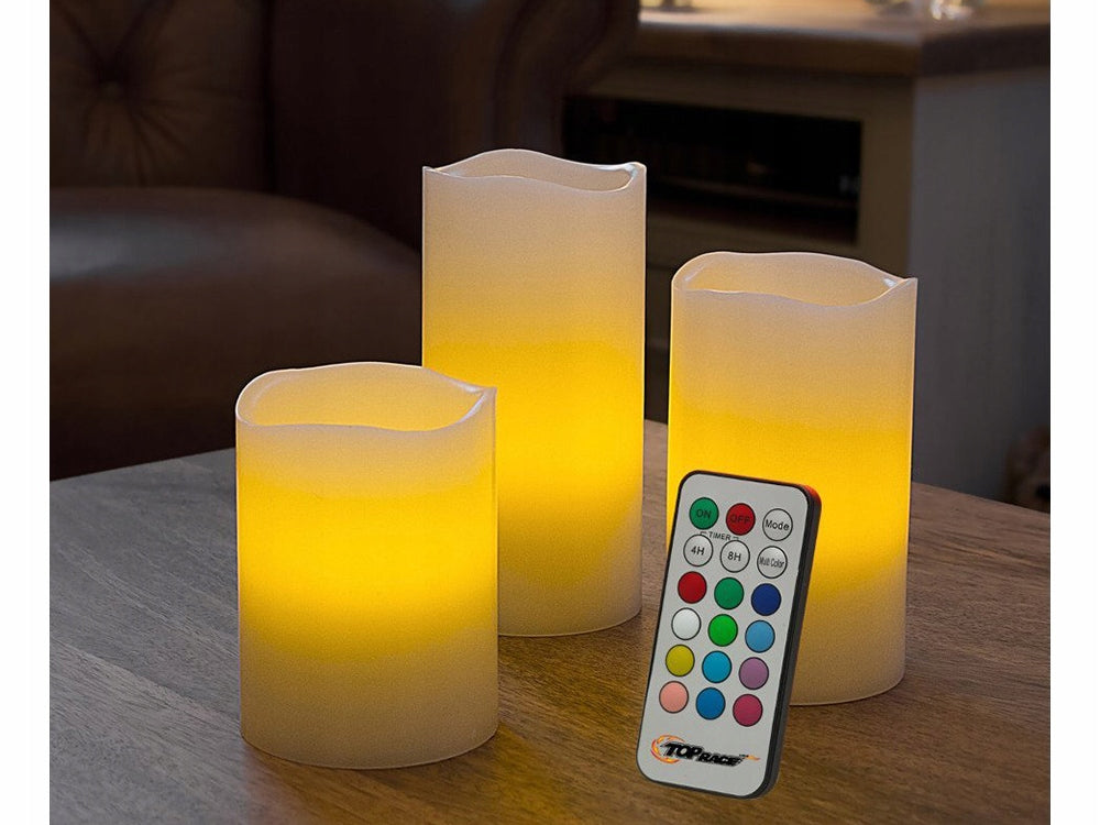 LED-ljus med fjärrkontroll, kan Ljus i 12 färger - Set med 3 st.