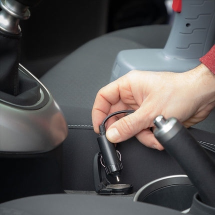 Bärbar luftkompressor med LED-ljus - grå/röd