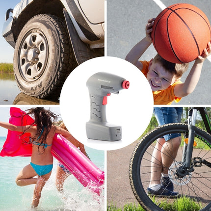 Bärbar luftkompressor med LED-ljus - grå/röd