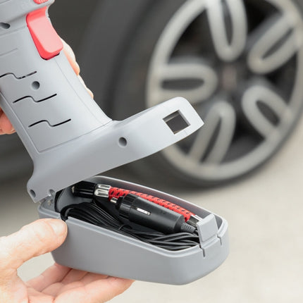 Bärbar luftkompressor med LED-ljus - grå/röd