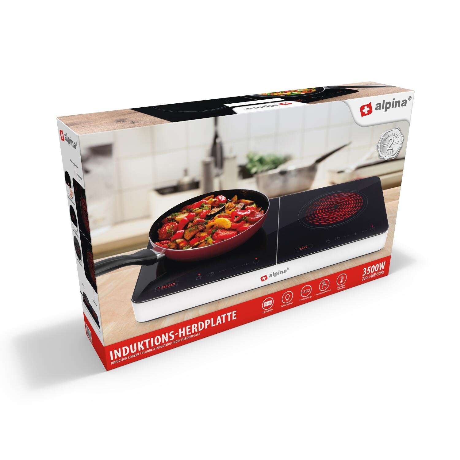 Dubbel induktionshäll – 3500W med touch- och digitaldisplay