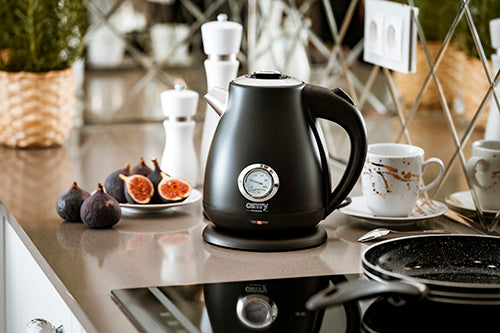 Elkedel 1,7L med termometer i rustfrit stål