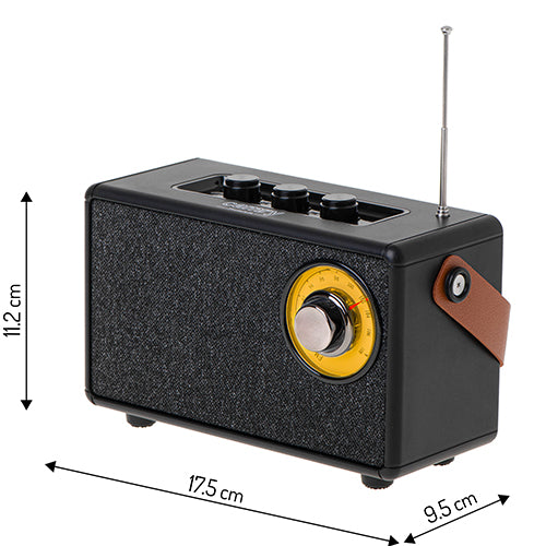 Svart FM-radio med Bluetooth