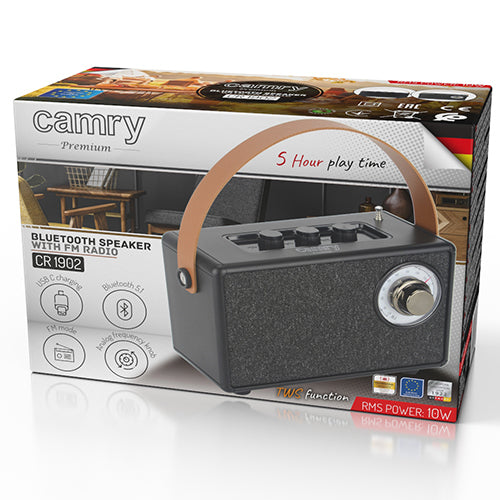 Svart FM-radio med Bluetooth