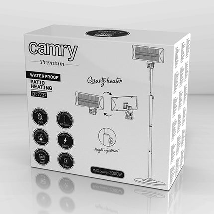 Terrassvärmare med justerbar höjd och lätt vattenskydd