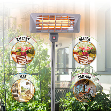 Terrassvärmare med justerbar höjd och lätt vattenskydd