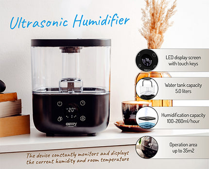 Ultralydsbefugter med LED Display og Aromaterapi – 5L Kapacitet