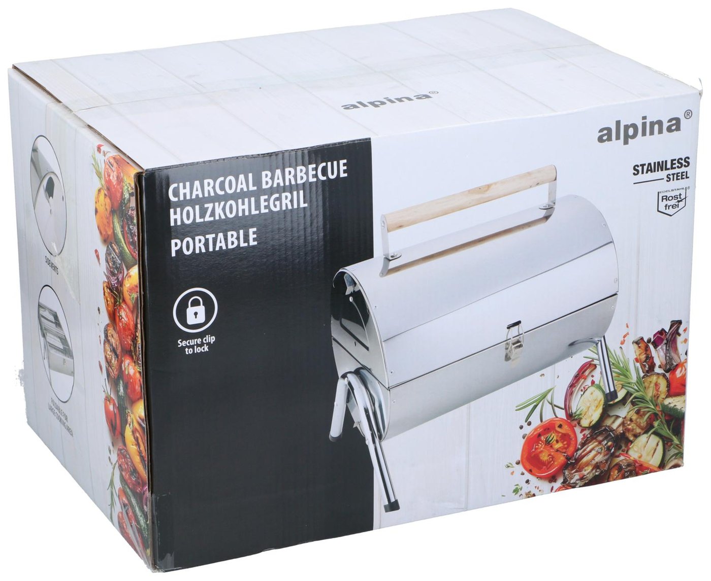 ALPINA Transportabel Kulgrill – Kompakt BBQ til Camping, Picnic og Have