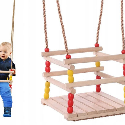 Barngunga för hem och trädgård - Trägunga med säkerhetsräcke 