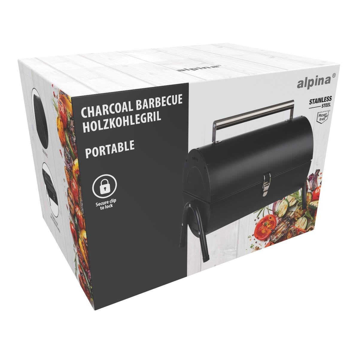 ALPINA Mini Kulgrill – Kompakt BBQ til Altan, Have og Camping