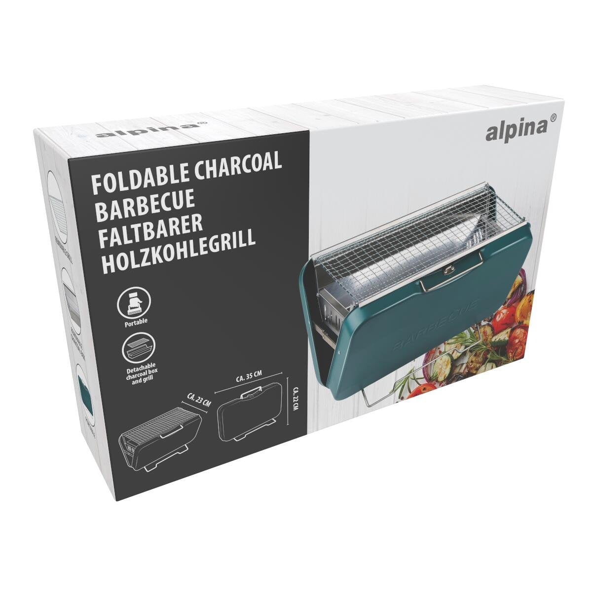 ALPINA Foldbar Kulgrill – Kompakt BBQ til Camping, Picnic og Strand