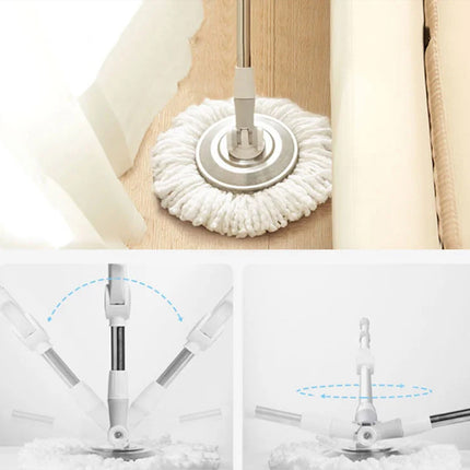 360 roterande mopp med 2x mikrofiberkuddar - effektiv och ergonomisk rengöring