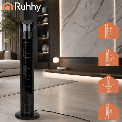 Tårnventilator 83 cm med Fjernbetjening Sort – Støjsvag 45W