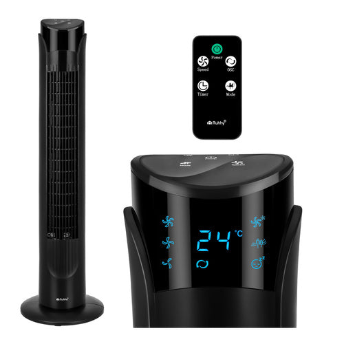 Tårnventilator 83 cm med Fjernbetjening Sort – Støjsvag 45W