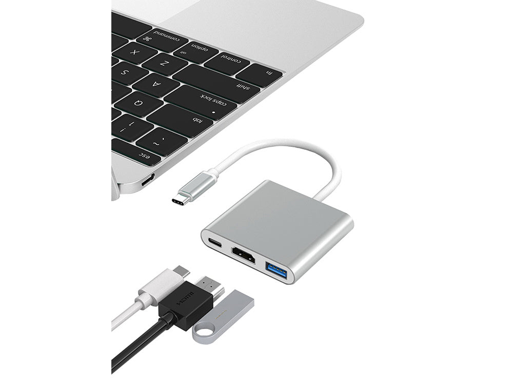 3-i-1 USB-C Adapter Hub med USB 3.0 och HDMI 4K
