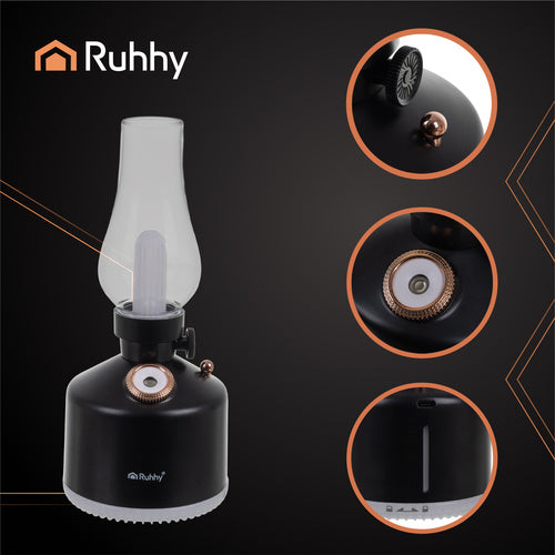 Luftfuktare & Nattlampa – USB, 14 RGB-färger, trådlös, retro