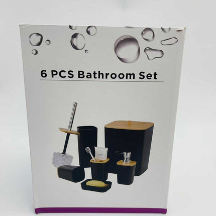Badeværelses sæt 6 dele med bambuslåg