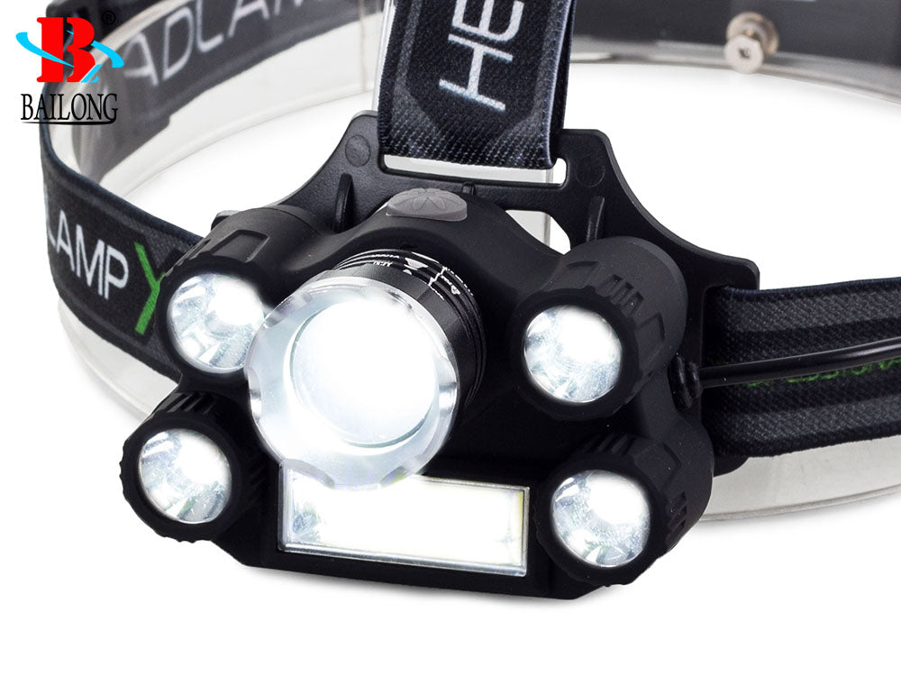 Kraftfull pannlampa - 5x LED, 400m räckvidd