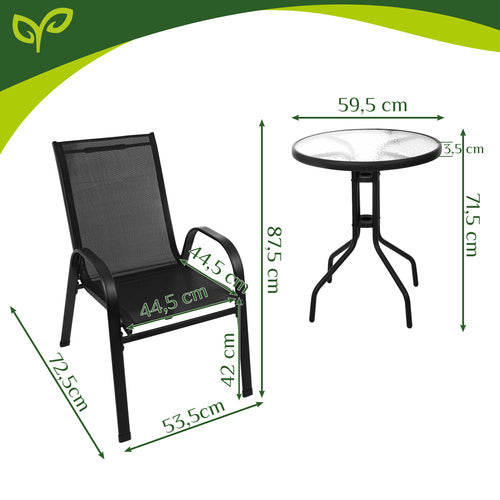 Havemøbelsæt – Bord og 2 Stole til Terrasse og Have