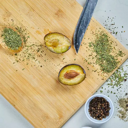 Bambu skärbräda Set med 4 delar + hållare 