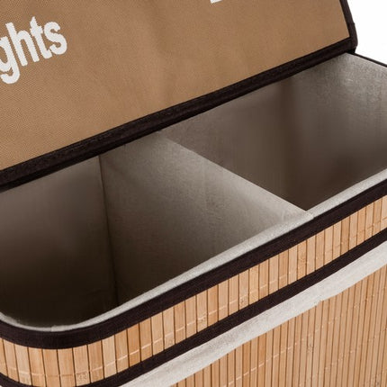 Todelt Bambus Vasketøjskurv 100L – Elegant Kurv til Sortering af Vasketøj