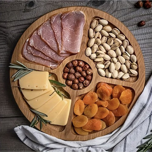 Roterbar serveringsbräda i bambu - perfekt för ost, mellanmål och tapas